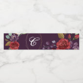 Monogramm Initial Water Flasche Label Plum Lila Wasserflaschenetikett (Einzelnes Label)