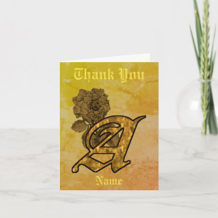 Monogramm Initiale A Elegantes Gold Pfingstrose Pe Dankeskarte