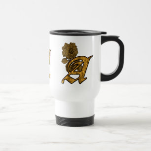 Monogramm Initiale A Elegantes Gold Pfingstrose Pe Reisebecher
