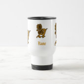 Monogramm Initiale A Elegantes Gold Pfingstrose Pe Reisebecher (Mittel)