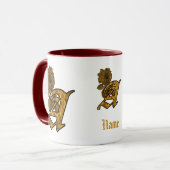 Monogramm Initiale A Elegantes Gold Pfingstrose Pe Tasse (Vorderseite Links)