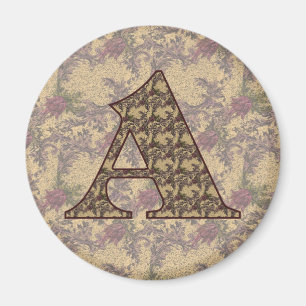 Monogramm Initiale A Elegantes Vintage-Blumenmuste Magnet