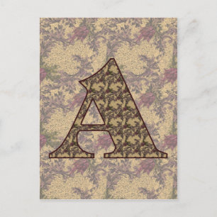 Monogramm Initiale A Elegantes Vintage-Blumenmuste Postkarte