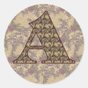 Monogramm Initiale A Elegantes Vintage-Blumenmuste Runder Aufkleber