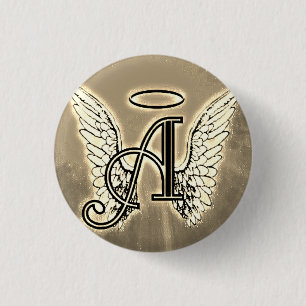 Monogramm-Initiale A, Engel Wings Gold Button