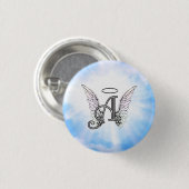 Monogramm-Initiale A, Engels-Flügel u. Halo mit Button (Vorne & Hinten)
