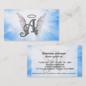 Monogramm-Initiale A, Engels-Flügel u. Halo mit Visitenkarte (Vorne/Hinten)