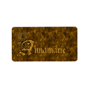 Monogramm Initiale A Gold Pfingstrose Floral Perso Adressaufkleber