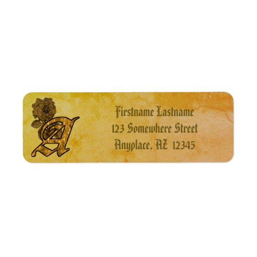 Monogramm Initiale A Goldene Pfingstrose Rücksende (Vorne)