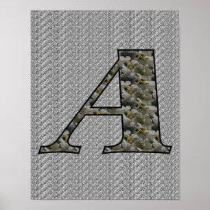 Monogramm Initiale A Hortensien Blumen Poster
