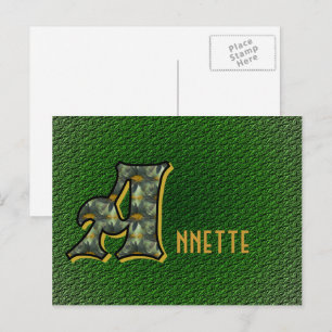 Monogramm Initiale A Margeriten Florale Kunst Pers Postkarte