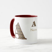 Monogramm Initiale A Vintage Blumen Personalisiert Tasse (Vorderseite Links)