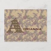 Monogramm Initiale A Vintage-Blumenmuster personal Postkarte (Vorderseite)