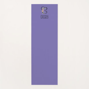 Monogramm Initiale Aquarell-Blume Lavendel Yogamatte