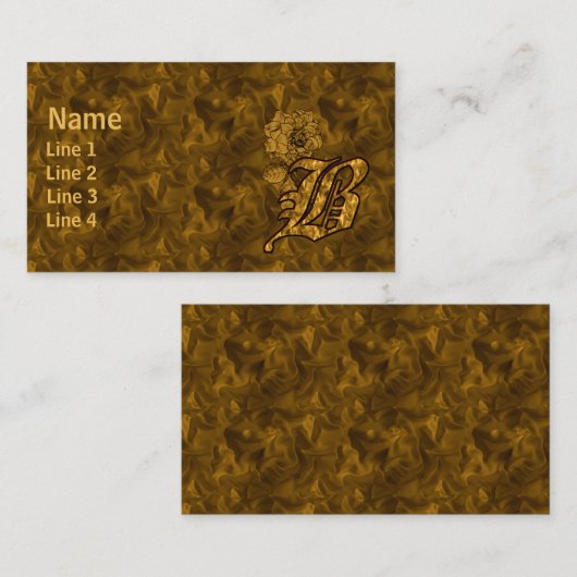 Monogramm Initiale B Elegante Gold Pfingstrose Blu Visitenkarte (Vorne/Hinten)