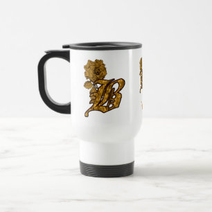 Monogramm Initiale B Elegantes Gold Pfingstrose Pe Reisebecher