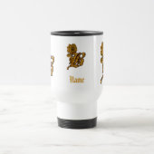 Monogramm Initiale B Elegantes Gold Pfingstrose Pe Reisebecher (Mittel)