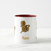 Monogramm Initiale B Elegantes Gold Pfingstrose Pe Tasse (Zentrum)