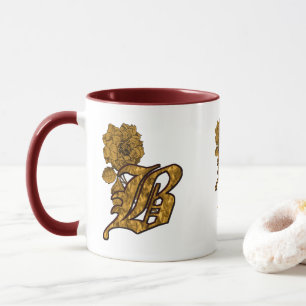 Monogramm Initiale B Elegantes Gold Pfingstrose Pe Tasse