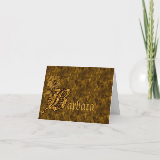 Monogramm Initiale B Gold Pfingstrose Personalisie Dankeskarte (Vorderseite)