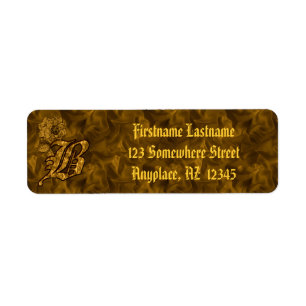 Monogramm Initiale B Gold Pfingstrose Rücksendeadr
