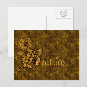 Monogramm Initiale B Goldene Pfingstrose Personali Postkarte