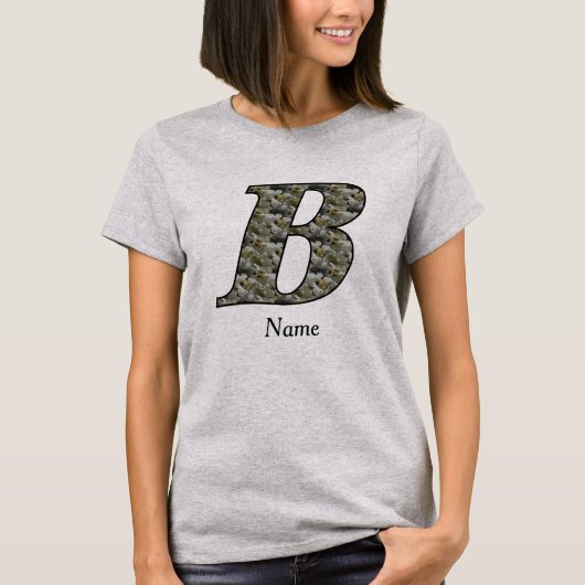 Monogramm Initiale B Hortensien Blumen Personalisi T-Shirt (Vorderseite)