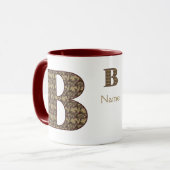 Monogramm Initiale B Vintage Blumen Personalisiert Tasse (Vorderseite Links)