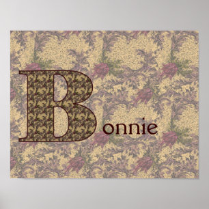 Monogramm Initiale B Vintage-Blumenmuster Personal Poster