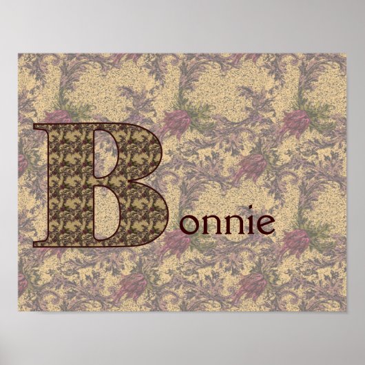 Monogramm Initiale B Vintage-Blumenmuster Personal Poster (Vorne)