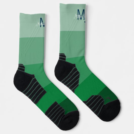MONOGRAMM-INITIALE BEZEICHNEN GRÜNES GRADIENT LINE SOCKEN (Rechts)