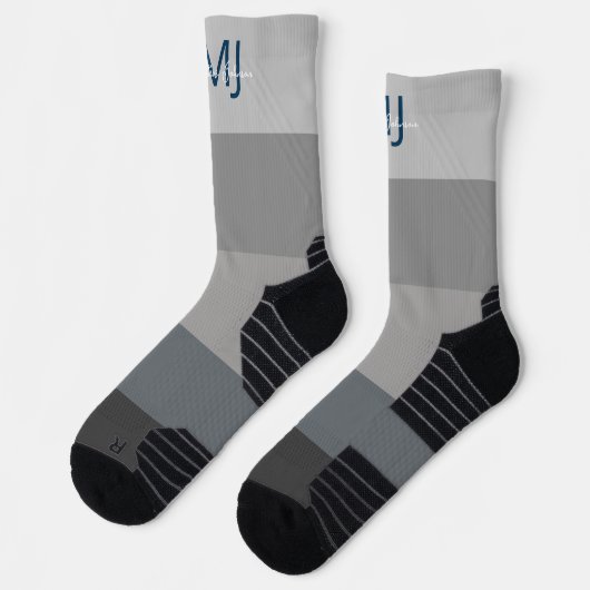 MONOGRAMM-INITIALE BEZEICHNUNG GRAUER GRADIENT LIN SOCKEN (Links)