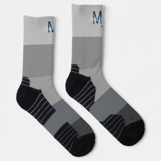 MONOGRAMM-INITIALE BEZEICHNUNG GRAUER GRADIENT LIN SOCKEN (Rechts)