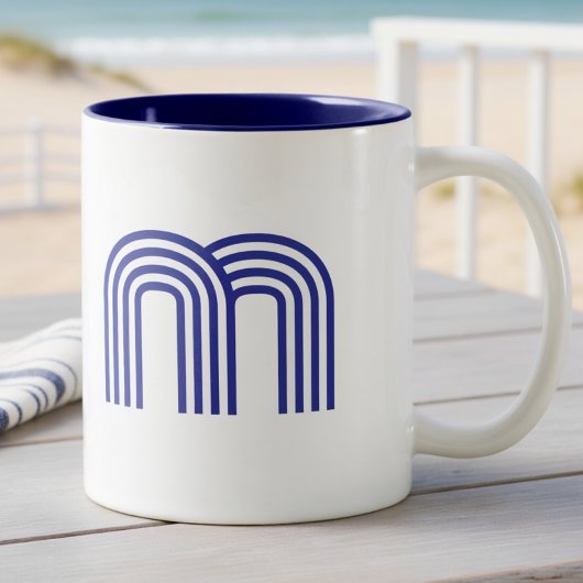 Monogramm Initiale Blau Modern Einfach Kaffeetasse