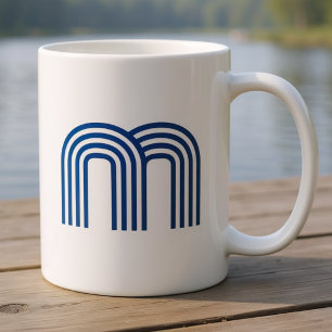 Monogramm Initiale Blau Modern Einfach Kaffeetasse