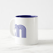 Monogramm Initiale Blau Modern Einfach Zweifarbige Tasse (Vorderseite Links)