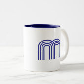 Monogramm Initiale Blau Modern Einfach Zweifarbige Tasse (VorderseiteRechts)
