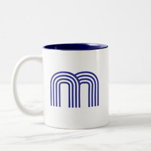 Monogramm Initiale Blau Modern Einfach  Zweifarbige Tasse
