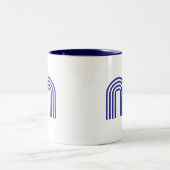 Monogramm Initiale Blau Modern Einfach Zweifarbige Tasse (Mittel)