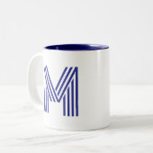 Monogramm Initiale Blau Modern Einfach Zweifarbige Tasse (Vorderseite Links)
