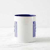 Monogramm Initiale Blau Modern Einfach Zweifarbige Tasse (Mittel)