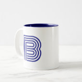 Monogramm Initiale Blau Modern Einfach Zweifarbige Tasse (Vorderseite Links)
