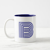 Monogramm Initiale Blau Modern Einfach Zweifarbige Tasse (Links)