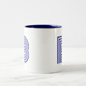 Monogramm Initiale Blau Modern Einfach Zweifarbige Tasse (Mittel)