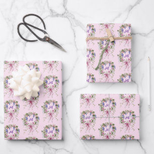 Monogramm Initiale Blumenmuster Geschenkpapier Set
