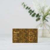 Monogramm Initiale C Elegante Gold-Pfingstrose-Blu Visitenkarte (Stehend Vorderseite)