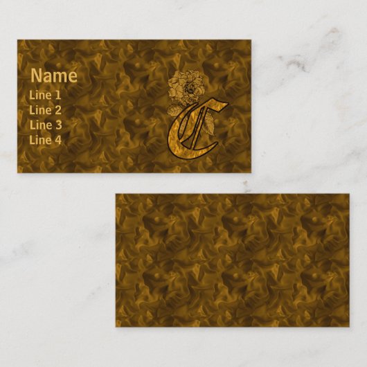 Monogramm Initiale C Elegante Gold-Pfingstrose-Blu Visitenkarte (Vorne/Hinten)