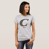 Monogramm Initiale C Hortensien Blumen Personalisi T-Shirt (Vorne ganz)