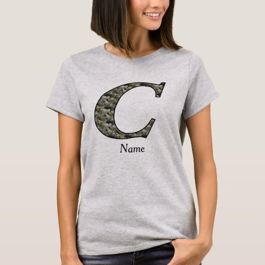 Monogramm Initiale C Hortensien Blumen Personalisi T-Shirt (Vorderseite)