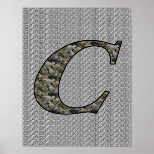 Monogramm Initiale C Hortensien Blumen Poster